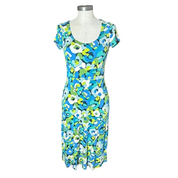 Boden Dresses & Skirts - Boden Womens Blue Green Floral Scoop Neck Jersey Dress WH205 Size US 6 UK 10L